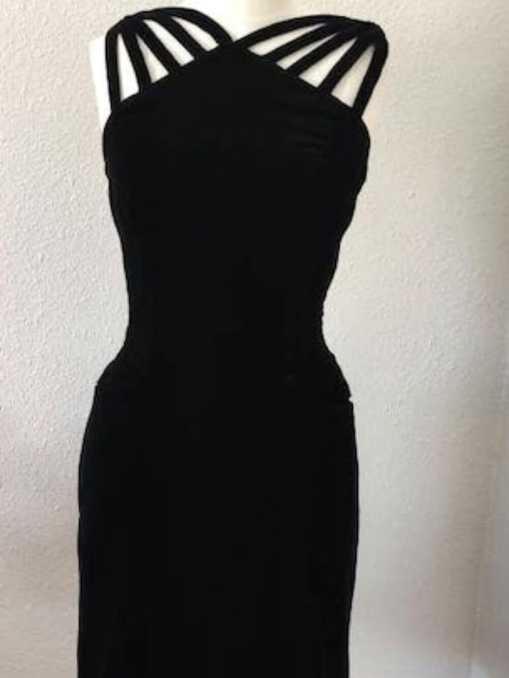 Vintage Mindy Ross black velvet cocktail sheath dress